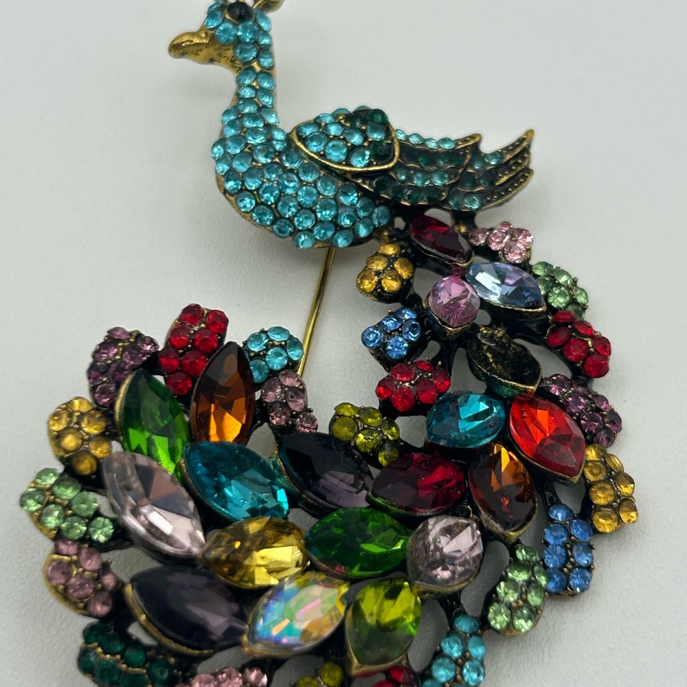 Colorful Crystal Peacock Brooch